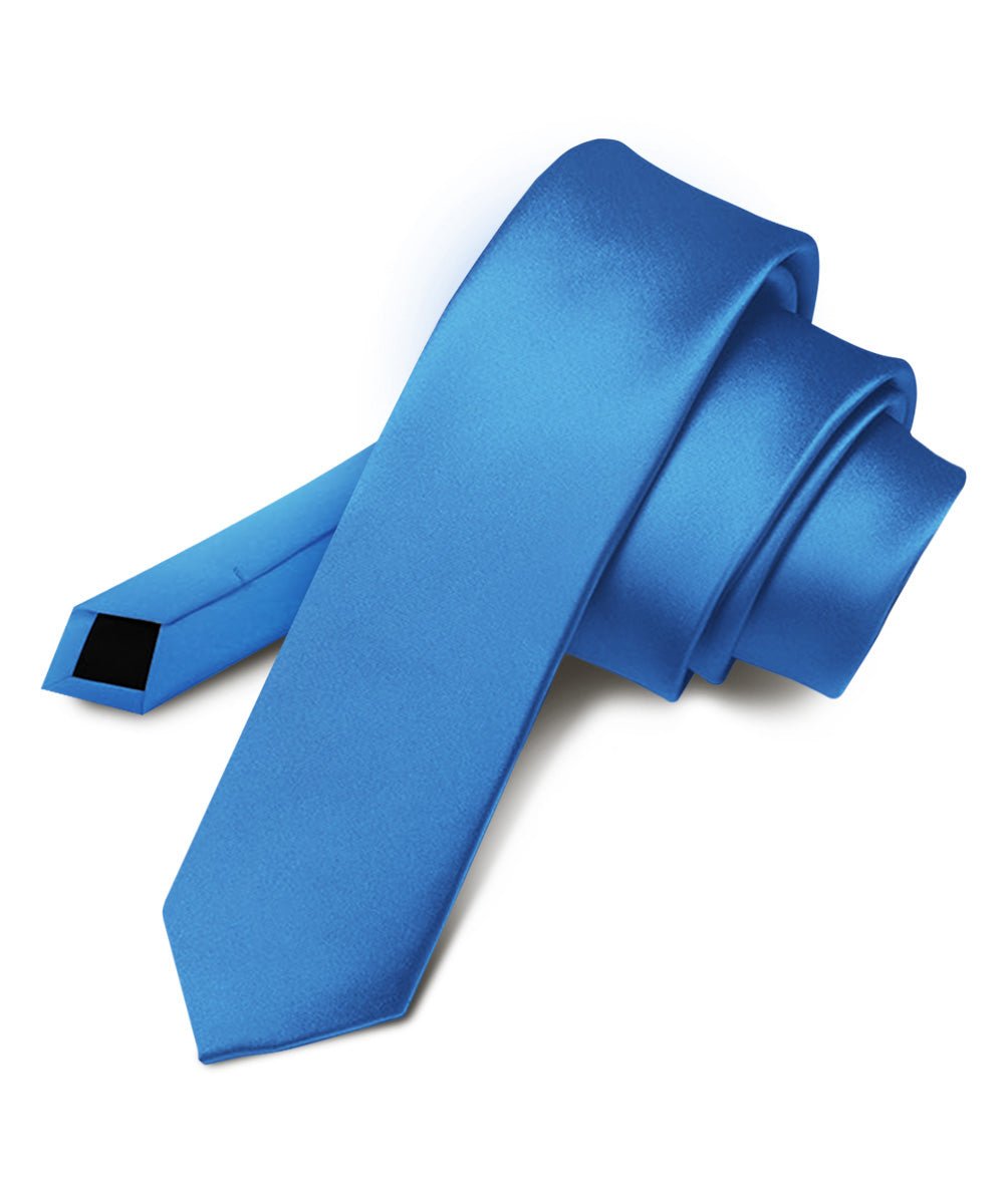 Vittorio Farina Men's Satin Skinny Necktie - Royal Blue - Necktie - Vittorio Farina