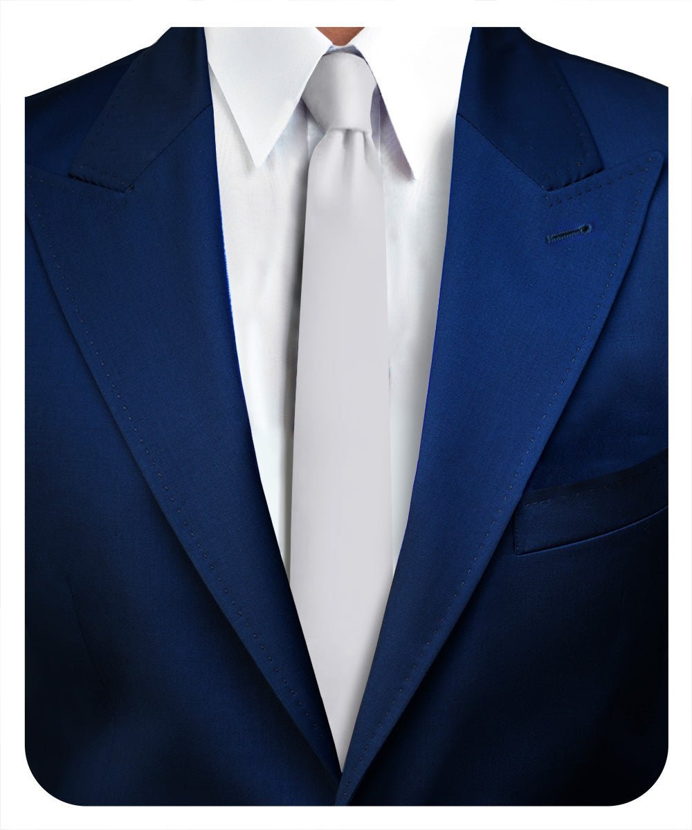 Vittorio Farina Men's Satin Skinny Necktie - Royal Blue - Necktie - Vittorio Farina