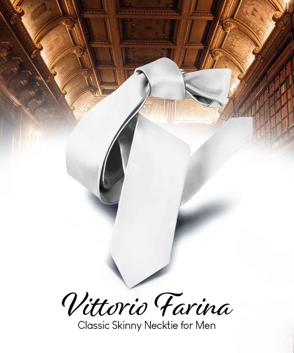Vittorio Farina Men's Satin Skinny Necktie - Whiskey Brown - Necktie - Vittorio Farina