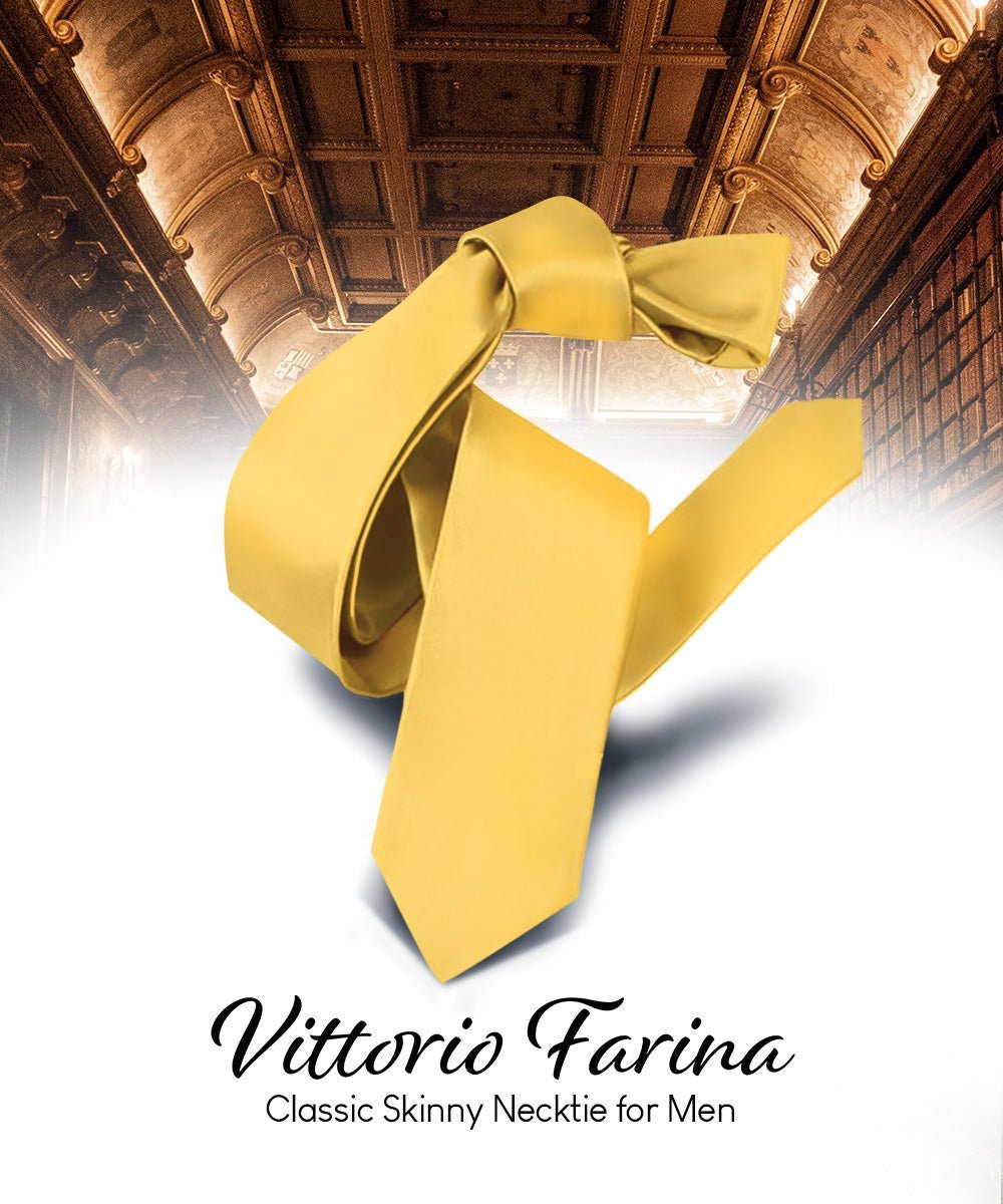Vittorio Farina Men's Satin Skinny Necktie - Whiskey Brown - Necktie - Vittorio Farina