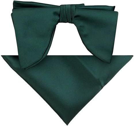 Vittorio Farina Men's Satin Teardrop Bow Tie & Pocket Square in Gift Box - Hunter Green - Bow Tie & Pocket Square - Vittorio Farina