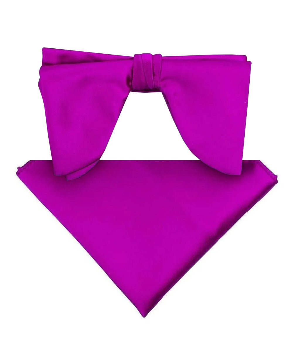 Vittorio Farina Men's Satin Teardrop Bow Tie & Pocket Square in Gift Box - Purple - Bow Tie & Pocket Square - Vittorio Farina