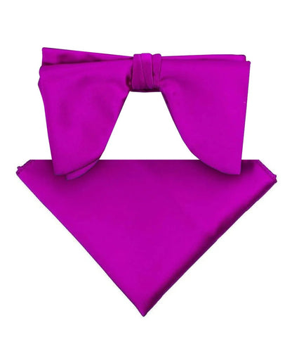 Vittorio Farina Men's Satin Teardrop Bow Tie & Pocket Square in Gift Box - Purple - Bow Tie & Pocket Square - Vittorio Farina