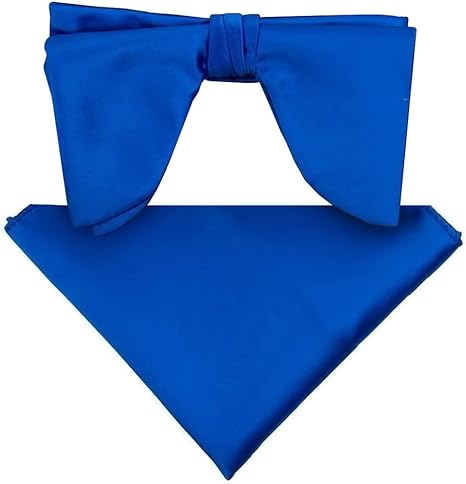 Vittorio Farina Men's Satin Teardrop Bow Tie & Pocket Square in Gift Box - Royal Blue - Bow Tie & Pocket Square - Vittorio Farina