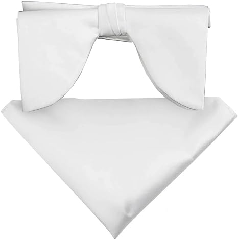 Vittorio Farina Men's Satin Teardrop Bow Tie & Pocket Square in Gift Box - White - Bow Tie & Pocket Square - Vittorio Farina