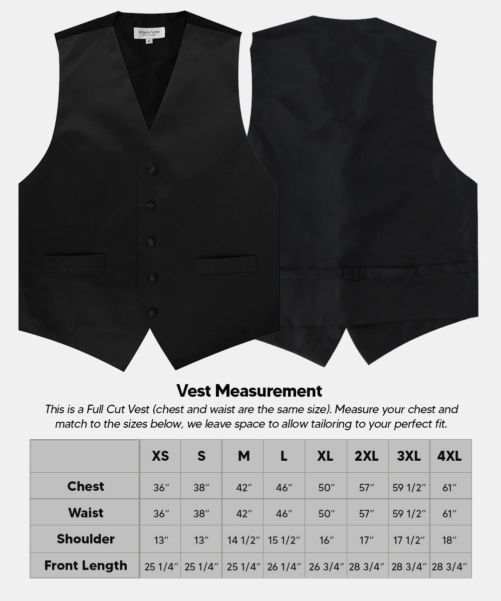 Vittorio Farina Men's Satin Vest, Necktie, Bow Tie and Pocket Square Set (Black Back) - Black - Vest Set - Vittorio Farina