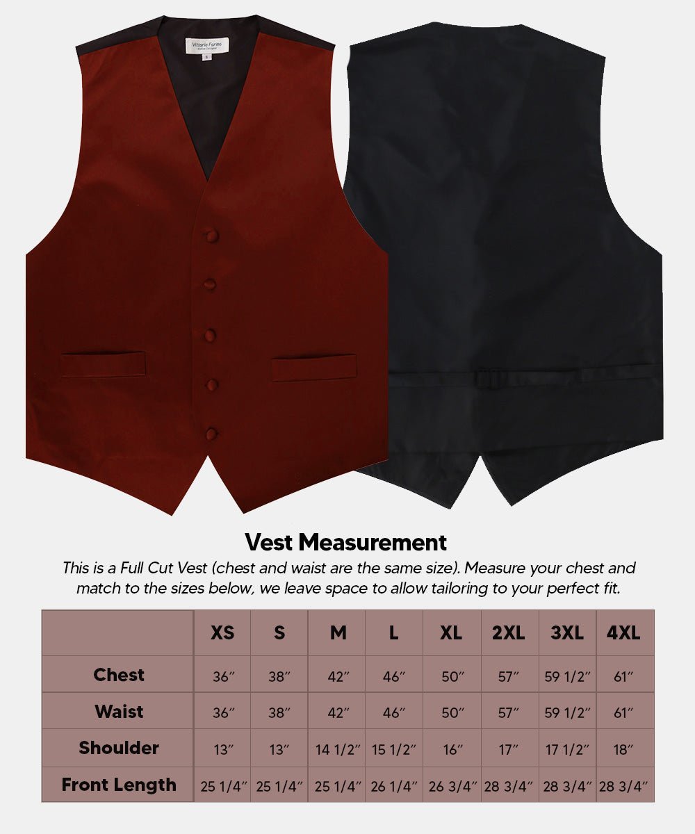 Vittorio Farina Men's Satin Vest, Necktie, Bow Tie and Pocket Square Set (Black Back) - Burgundy - Vest Set - Vittorio Farina