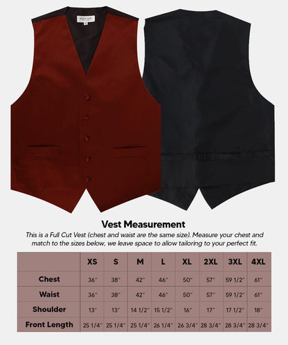 Vittorio Farina Men's Satin Vest, Necktie, Bow Tie and Pocket Square Set (Black Back) - Burgundy - Vest Set - Vittorio Farina