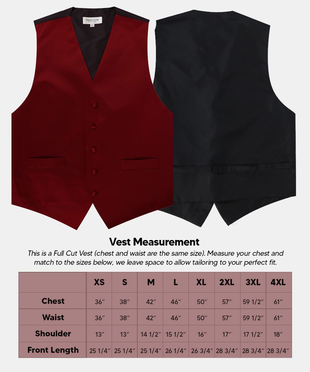 Vittorio Farina Men's Satin Vest, Necktie, Bow Tie and Pocket Square Set (Black Back) - Maroon - Vest Set - Vittorio Farina