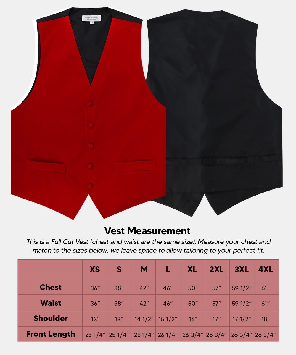 Vittorio Farina Men's Satin Vest, Necktie, Bow Tie and Pocket Square Set (Black Back) - Wine - Vest Set - Vittorio Farina