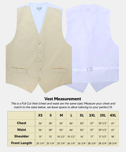 Vittorio Farina Men's Satin Vest, Necktie, Bow Tie and Pocket Square Set (White Back) - Beige - Vest Set - Vittorio Farina
