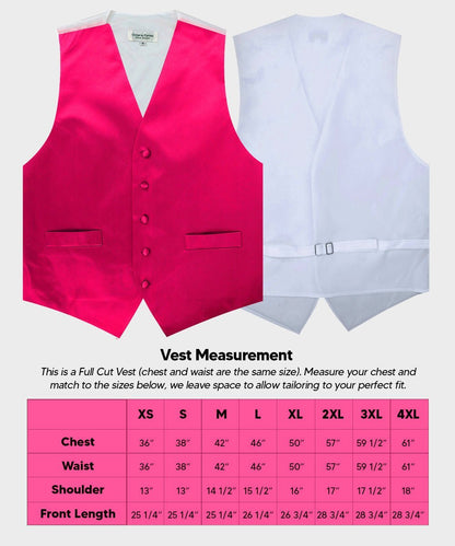 Vittorio Farina Men's Satin Vest, Necktie, Bow Tie and Pocket Square Set (White Back) - Hot Pink - Vest Set - Vittorio Farina