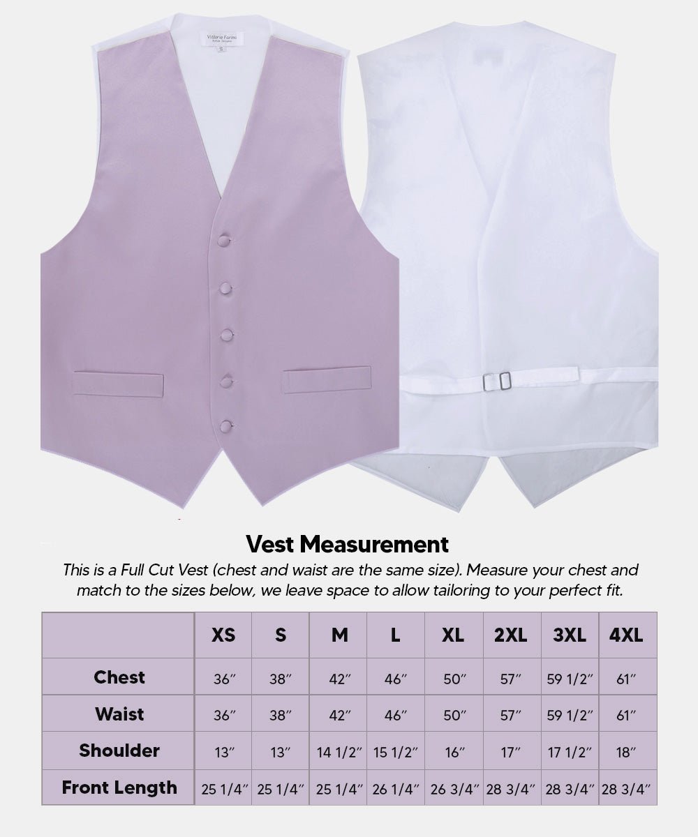 Vittorio Farina Men's Satin Vest, Necktie, Bow Tie and Pocket Square Set (White Back) - Lavender - Vest Set - Vittorio Farina