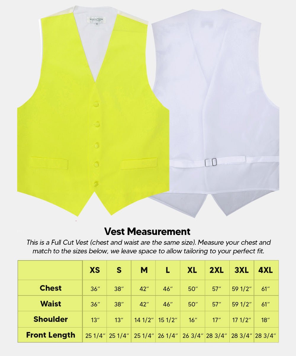 Vittorio Farina Men's Satin Vest, Necktie, Bow Tie and Pocket Square Set (White Back) - Lemon - Vest Set - Vittorio Farina