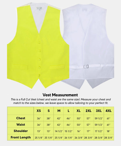 Vittorio Farina Men's Satin Vest, Necktie, Bow Tie and Pocket Square Set (White Back) - Lemon - Vest Set - Vittorio Farina