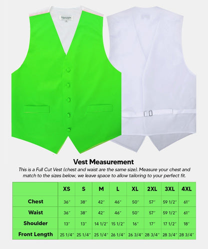 Vittorio Farina Men's Satin Vest, Necktie, Bow Tie and Pocket Square Set (White Back) - Lime Green - Vest Set - Vittorio Farina