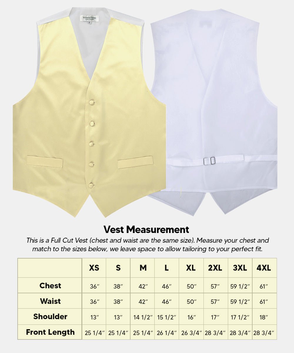 Vittorio Farina Men's Satin Vest, Necktie, Bow Tie and Pocket Square Set (White Back) - Maize - Vest Set - Vittorio Farina
