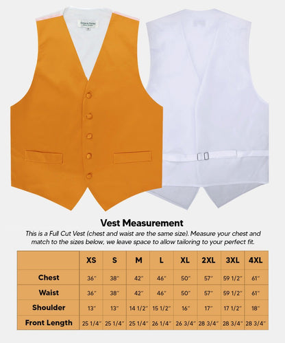 Vittorio Farina Men's Satin Vest, Necktie, Bow Tie and Pocket Square Set (White Back) - Mustard Yellow - Vest Set - Vittorio Farina