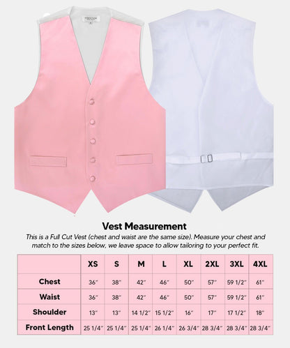 Vittorio Farina Men's Satin Vest, Necktie, Bow Tie and Pocket Square Set (White Back) - Pink - Vest Set - Vittorio Farina