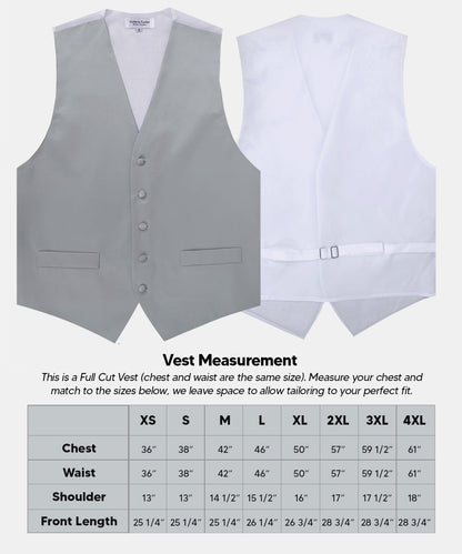 Vittorio Farina Men's Satin Vest, Necktie, Bow Tie and Pocket Square Set (White Back) - Silver - Vest Set - Vittorio Farina