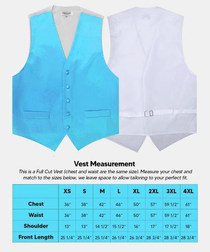 Vittorio Farina Men's Satin Vest, Necktie, Bow Tie and Pocket Square Set (White Back) - Turquoise - Vest Set - Vittorio Farina