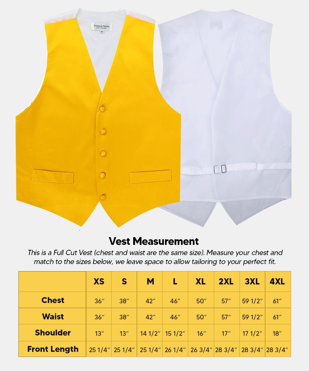 Vittorio Farina Men's Satin Vest, Necktie, Bow Tie and Pocket Square Set (White Back) - Yellow - Vest Set - Vittorio Farina
