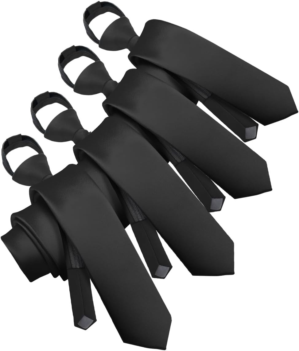 Vittorio Farina Men's Satin Zipper Necktie (Multipack) - Black - Necktie - Vittorio Farina