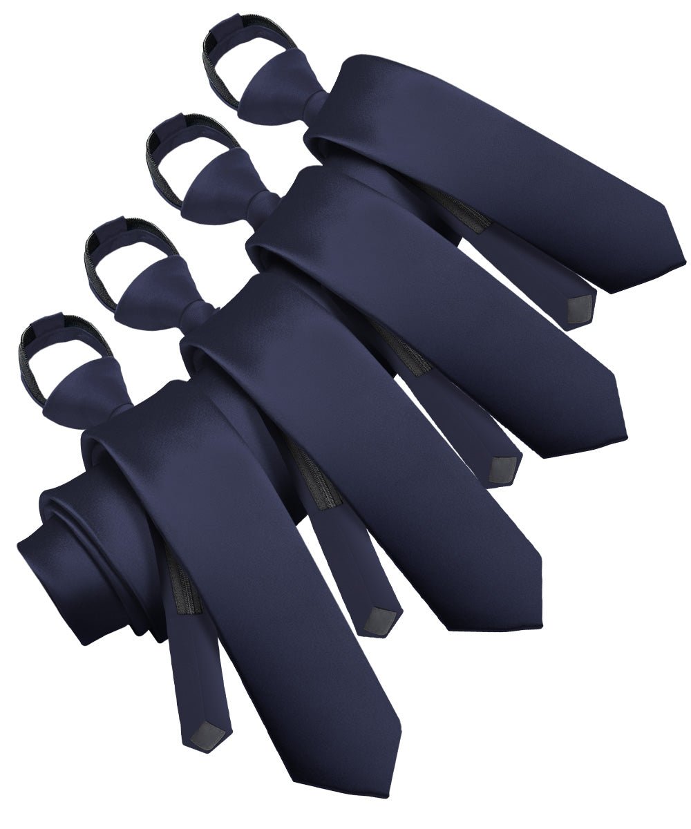 Vittorio Farina Men's Satin Zipper Necktie (Multipack) - Navy Blue - Necktie - Vittorio Farina