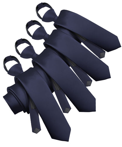 Vittorio Farina Men's Satin Zipper Necktie (Multipack) - Navy Blue - Necktie - Vittorio Farina