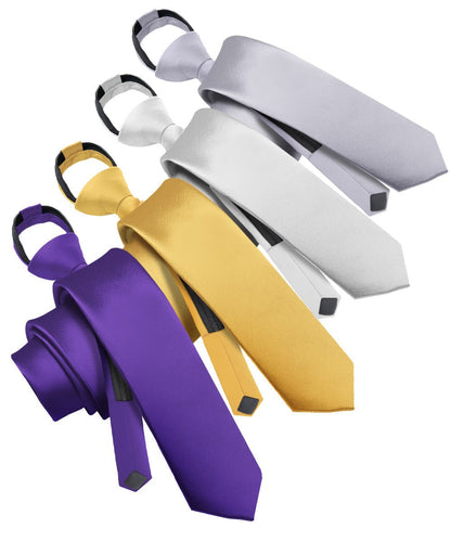 Vittorio Farina Men's Satin Zipper Necktie (Multipack) - Purple/Gold/White/Silver - Necktie - Vittorio Farina
