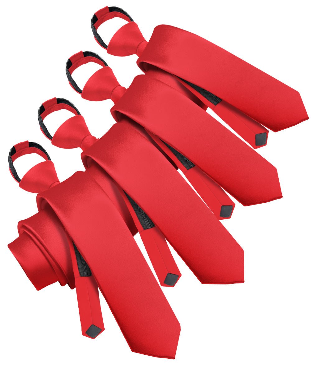 Vittorio Farina Men's Satin Zipper Necktie (Multipack) - Red - Necktie - Vittorio Farina