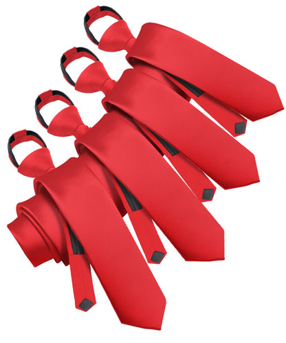 Vittorio Farina Men's Satin Zipper Necktie (Multipack) - Red - Necktie - Vittorio Farina