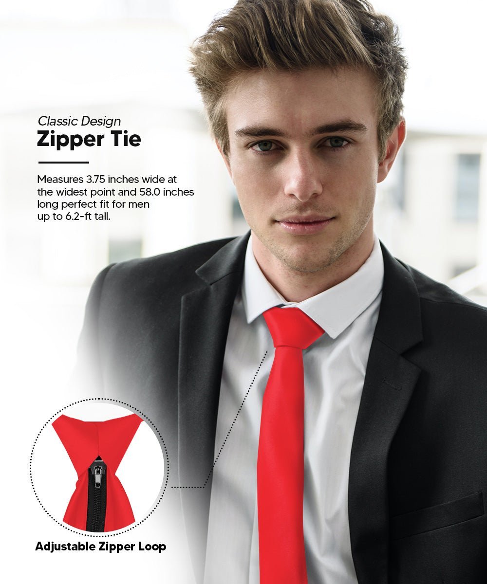 Vittorio Farina Men's Satin Zipper Necktie (Multipack) - Red - Necktie - Vittorio Farina