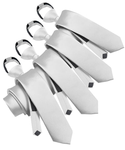 Vittorio Farina Men's Satin Zipper Necktie (Multipack) - White - Necktie - Vittorio Farina