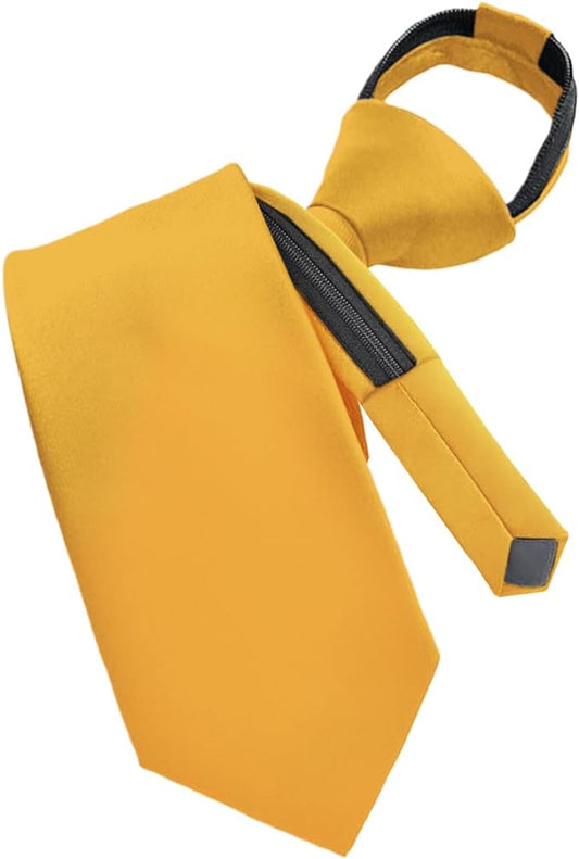 Vittorio Farina Men's Satin Zipper Necktie - Amber - Necktie - Vittorio Farina
