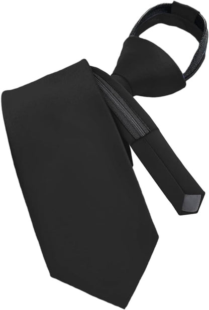 Vittorio Farina Men's Satin Zipper Necktie - Black - Necktie - Vittorio Farina