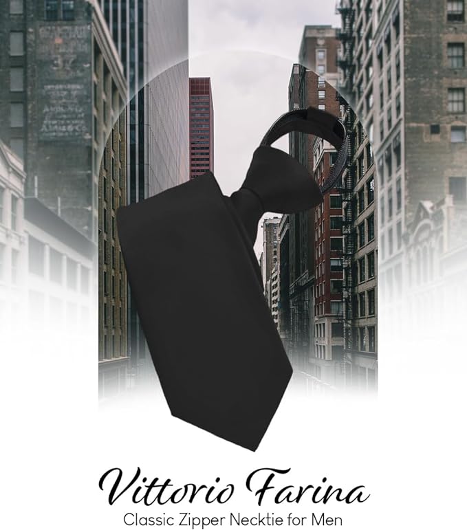 Vittorio Farina Men's Satin Zipper Necktie - Amber - Necktie - Vittorio Farina