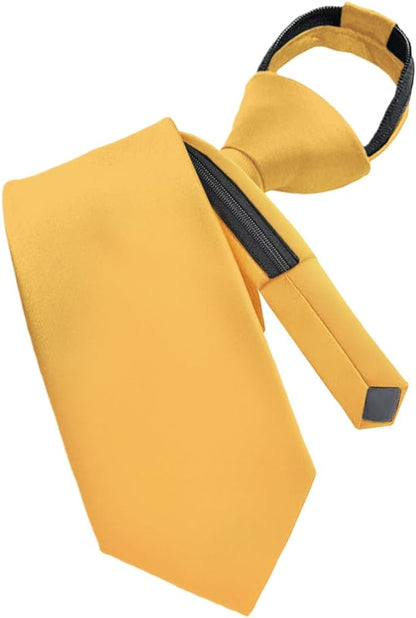 Vittorio Farina Men's Satin Zipper Necktie - Gold - Necktie - Vittorio Farina