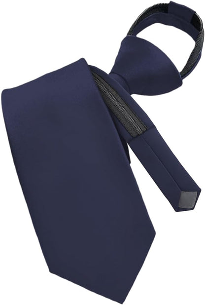 Vittorio Farina Men's Satin Zipper Necktie - Navy Blue - Necktie - Vittorio Farina