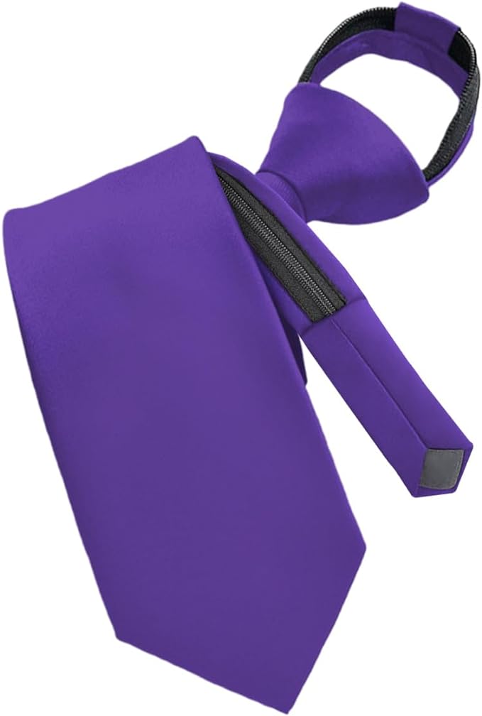 Vittorio Farina Men's Satin Zipper Necktie - Purple - Necktie - Vittorio Farina
