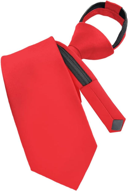 Vittorio Farina Men's Satin Zipper Necktie - Red - Necktie - Vittorio Farina