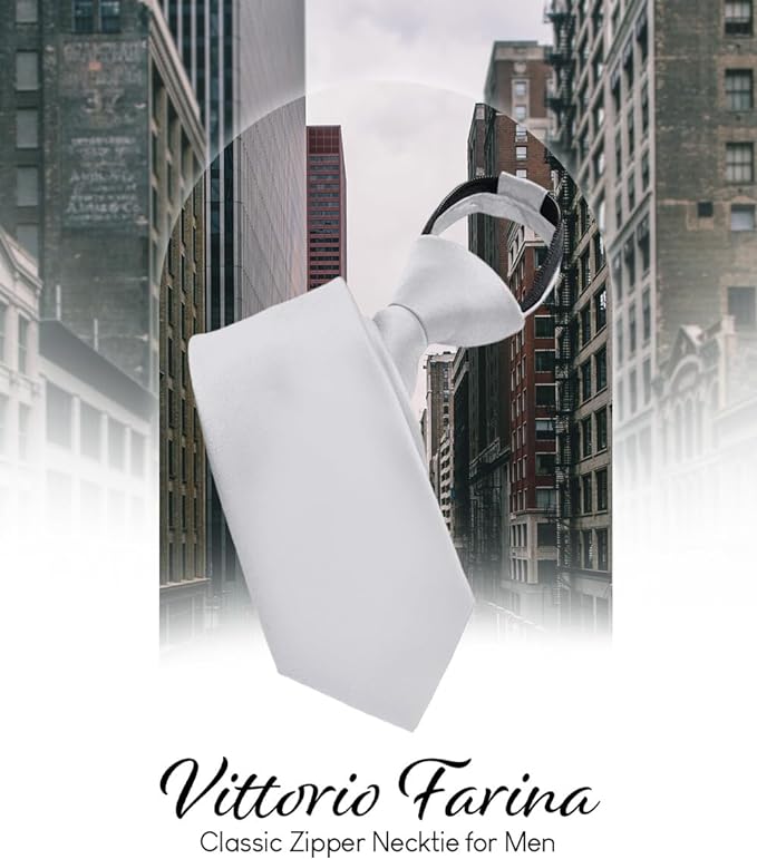 Vittorio Farina Men's Satin Zipper Necktie - Red - Necktie - Vittorio Farina