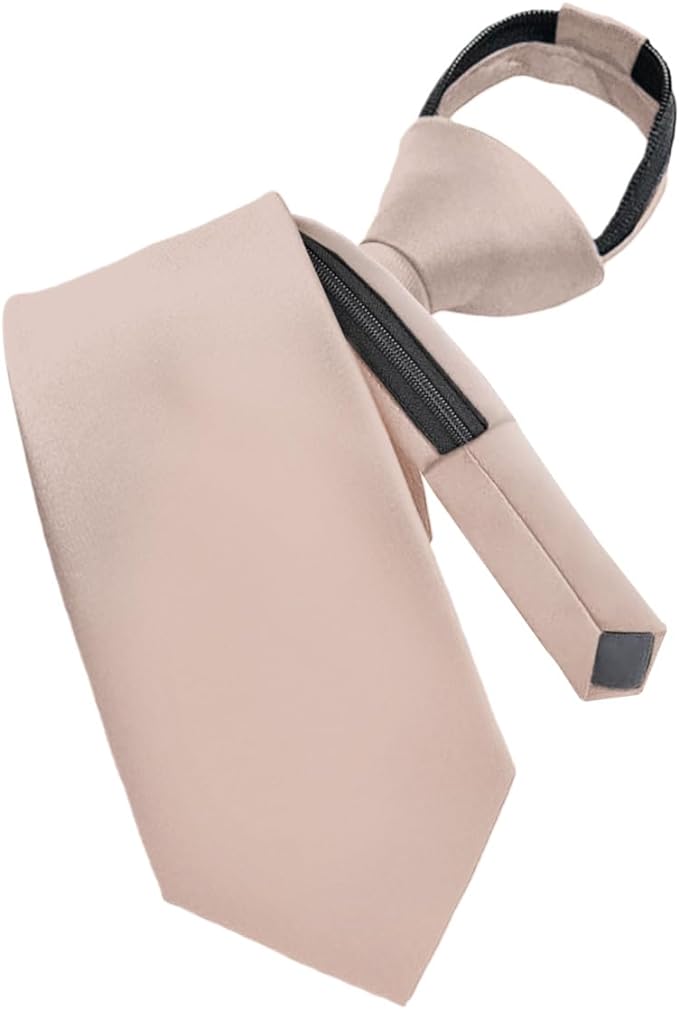 Vittorio Farina Men's Satin Zipper Necktie - Taupe - Necktie - Vittorio Farina