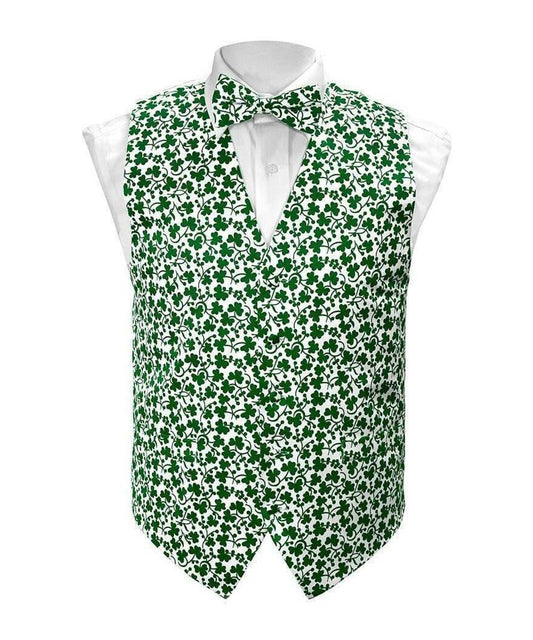 Vittorio Farina Men's Shamrock Vest, Necktie, Bow Tie and Pocket Square Set - Shamrock - Vest Set - Vittorio Farina