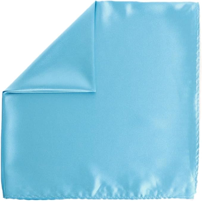 Vittorio Farina Men's Silky Satin Square Pocket Square - Aqua - Pocket Square - Vittorio Farina