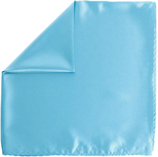 Vittorio Farina Men's Silky Satin Square Pocket Square - Aqua - Pocket Square - Vittorio Farina
