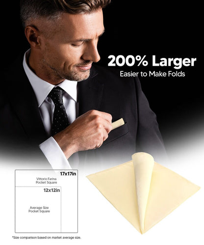 Vittorio Farina Men's Silky Satin Square Pocket Square - Beige - Pocket Square - Vittorio Farina