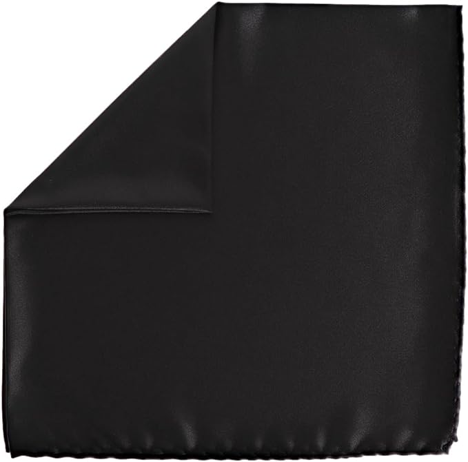 Vittorio Farina Men's Silky Satin Square Pocket Square - Black - Pocket Square - Vittorio Farina