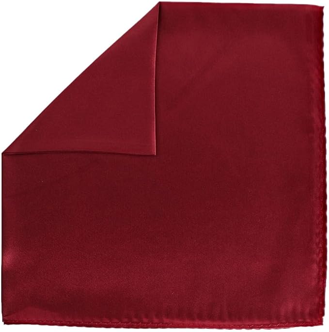 Vittorio Farina Men's Silky Satin Square Pocket Square - Burgundy - Pocket Square - Vittorio Farina