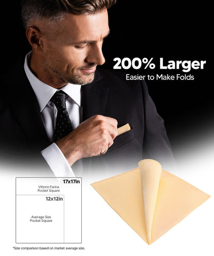 Vittorio Farina Men's Silky Satin Square Pocket Square - Ivory - Pocket Square - Vittorio Farina